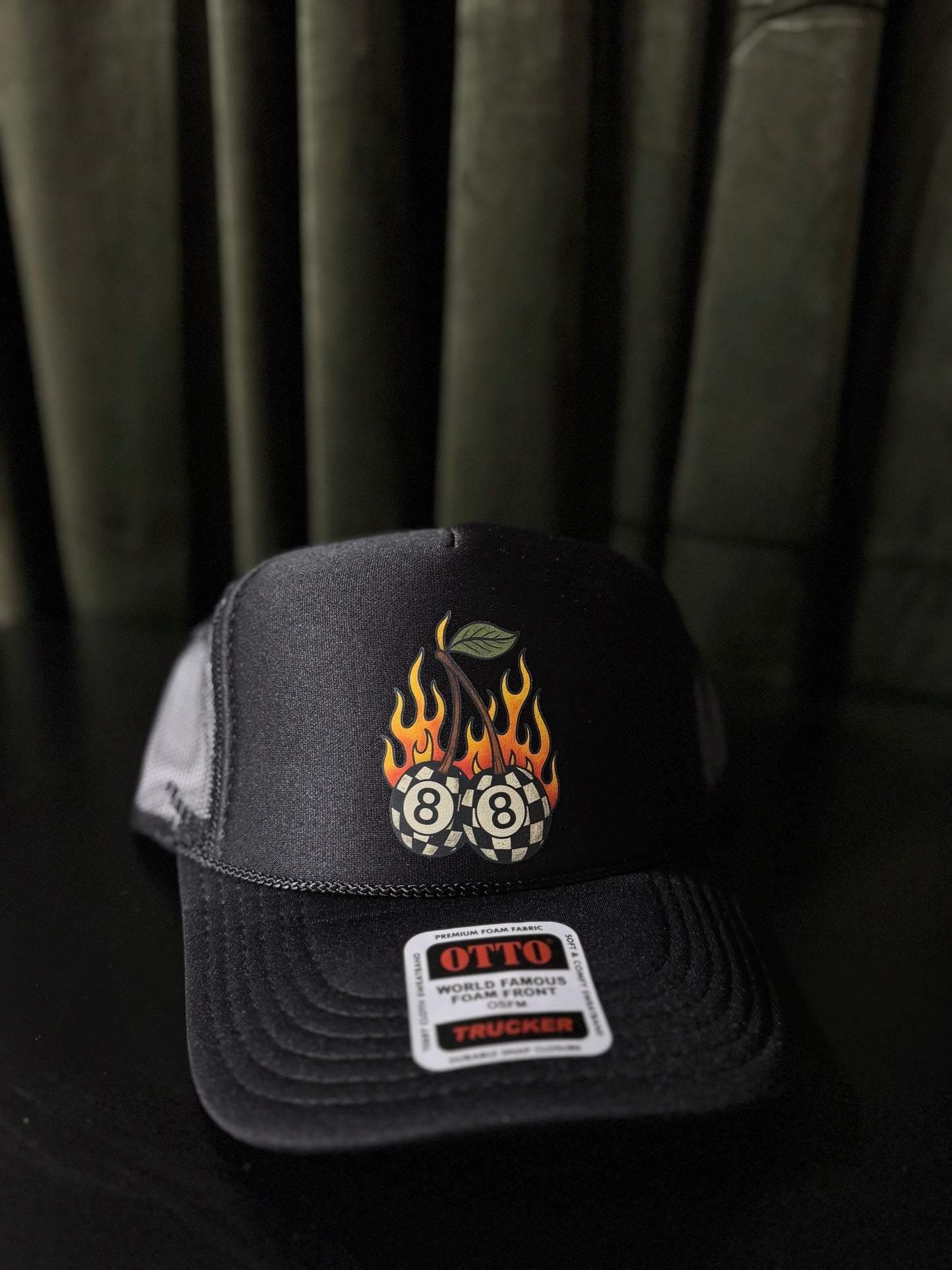 Flaming 8-Ball Trucker Hat