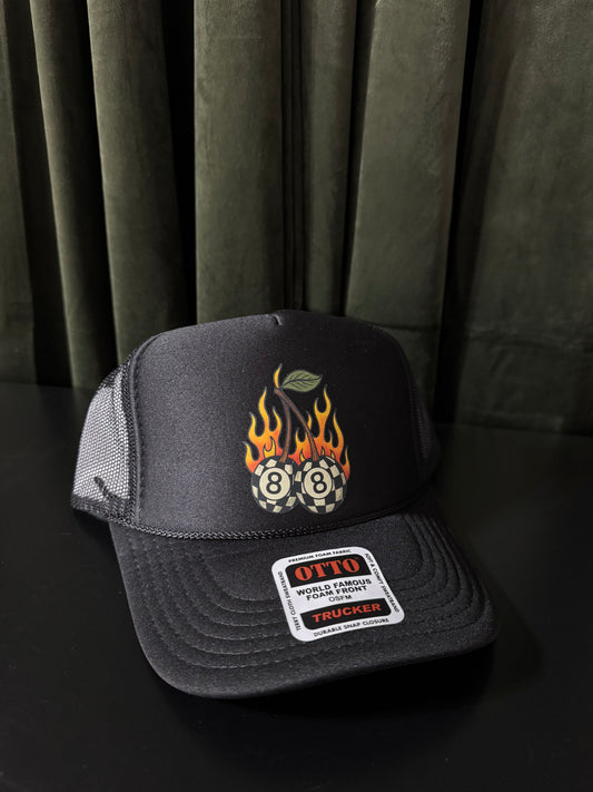 Flaming 8-Ball Trucker Hat